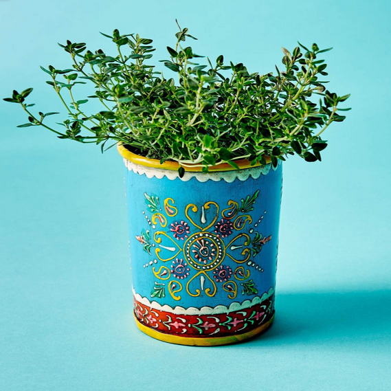 Henna Hand Painted Pot 4"