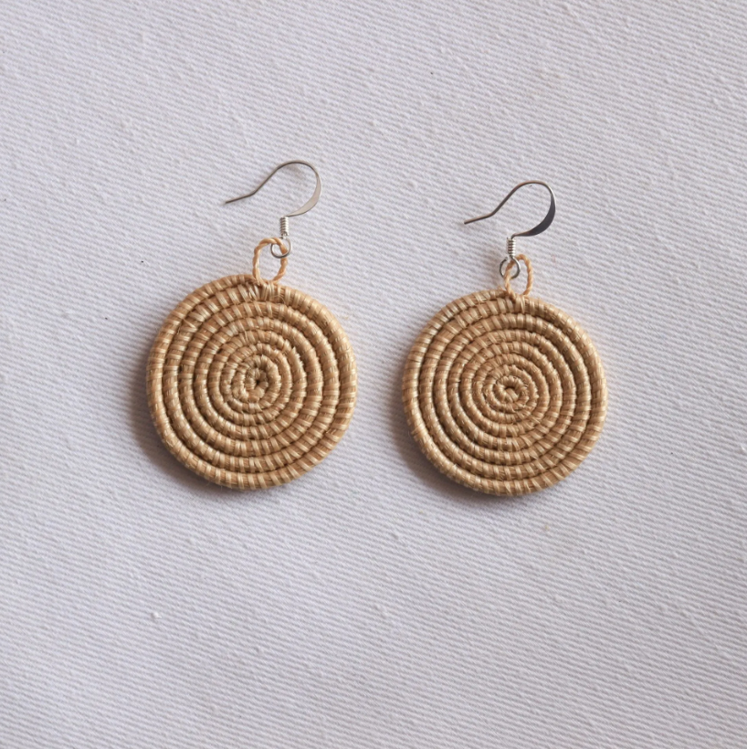 Woven Disc Earrings Small