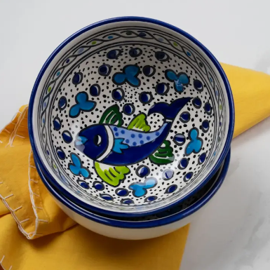 Blue Fish Ceramic Cereal Bowl