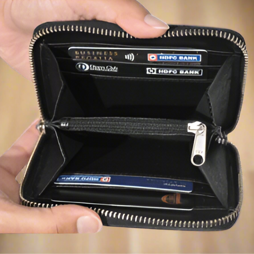 Elegant Chevron Black Card and Coin Case