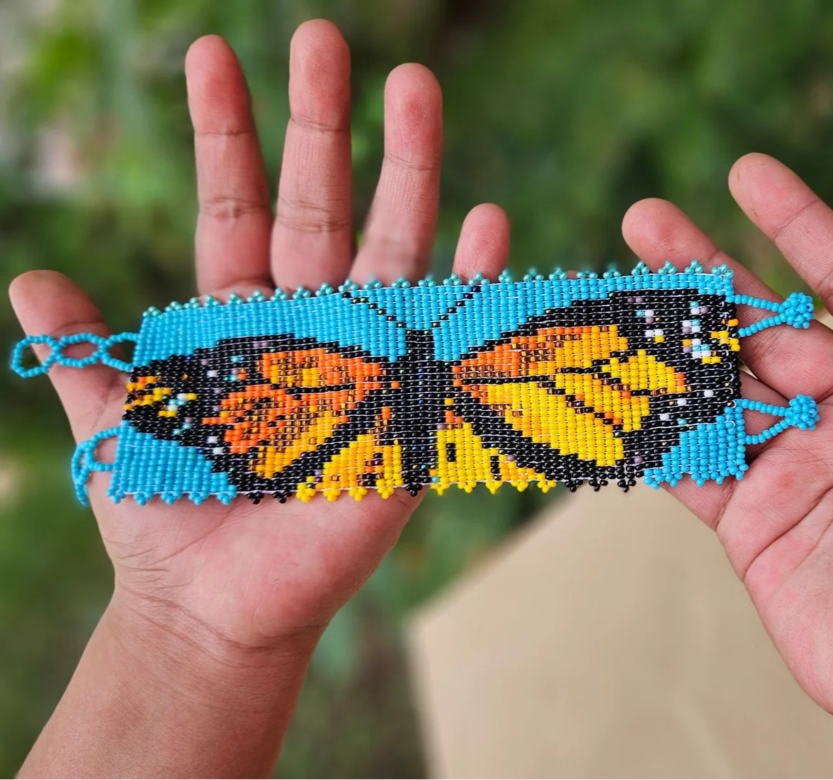 Butterfly Beaded Cuff Bracelet
