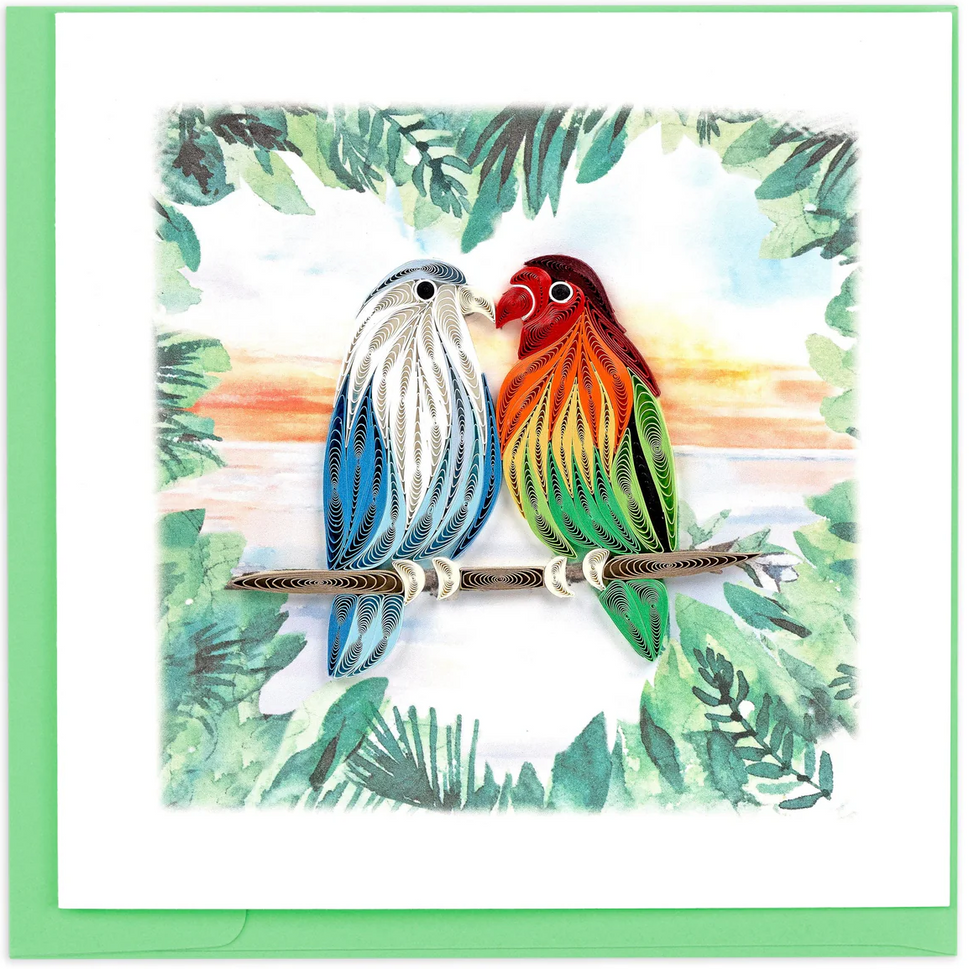 Lovebirds Quilled Greeting Card