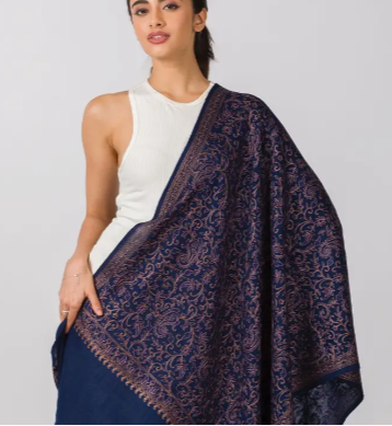 Paisley Embroidered Wool Shawl