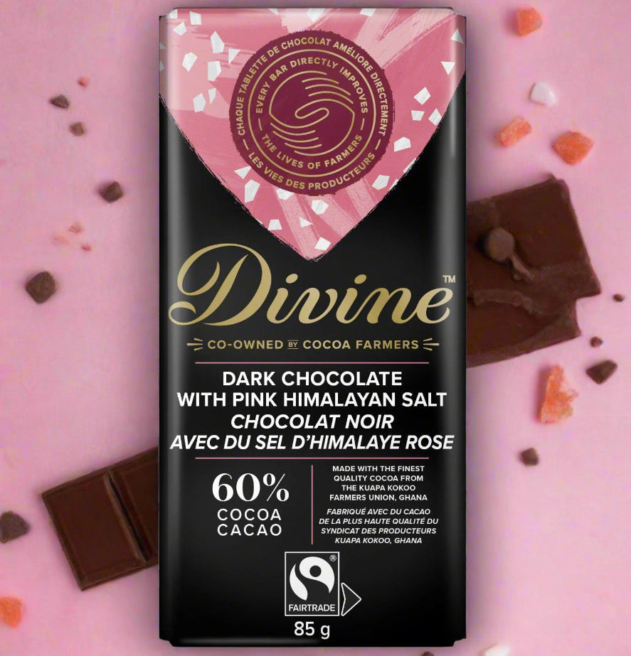 Divine Chocolate Bar Dark with Pink Himalayan Sea Salt