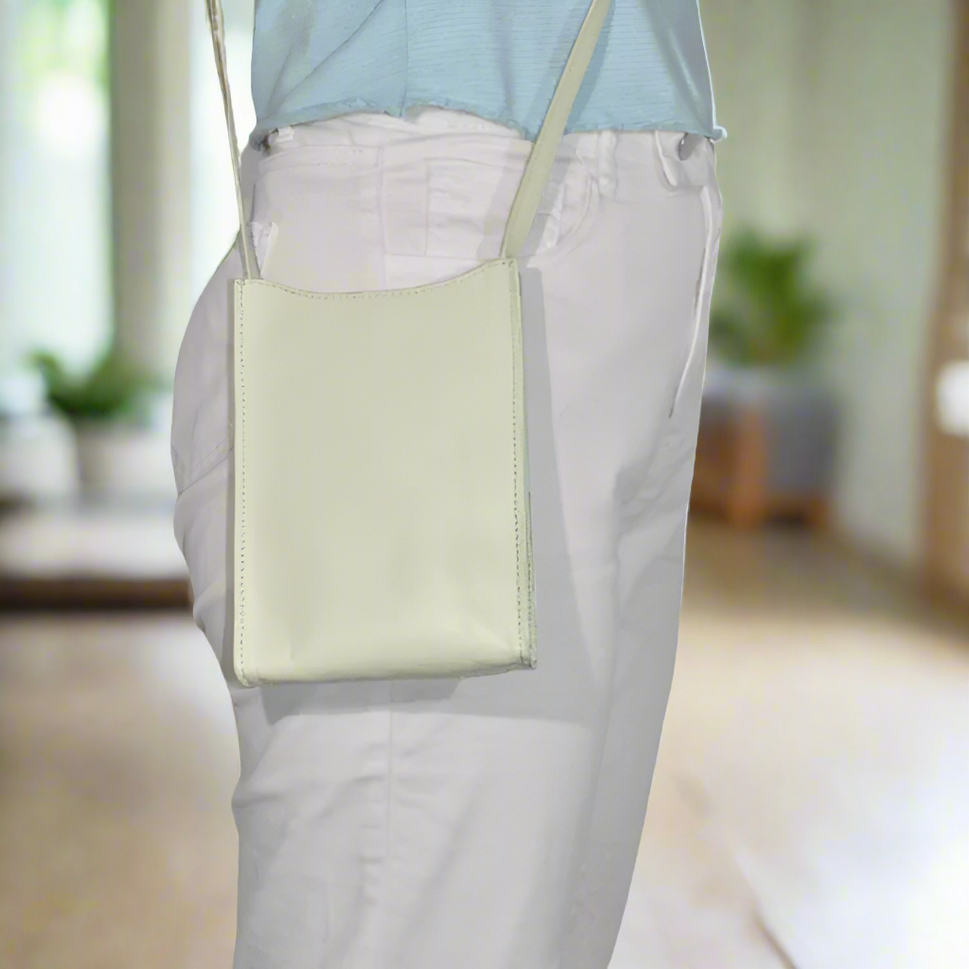 Pistachio Leather Cross Body Bag