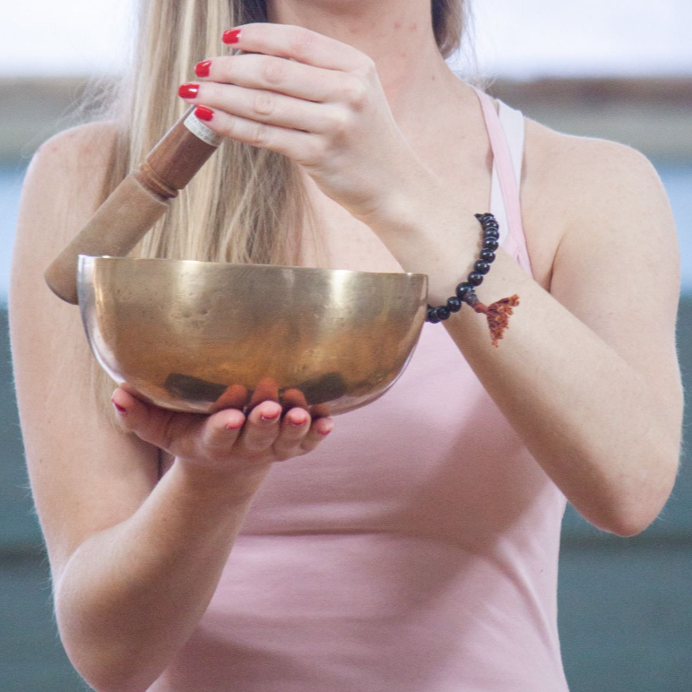 Singing Bowl 8'' Hand Beaten With Leather Handle