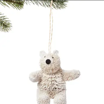 Bottle Brush Polar Bear Ornament