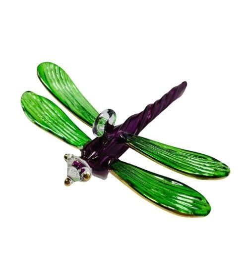 Glass Dragonfly Green & Purple