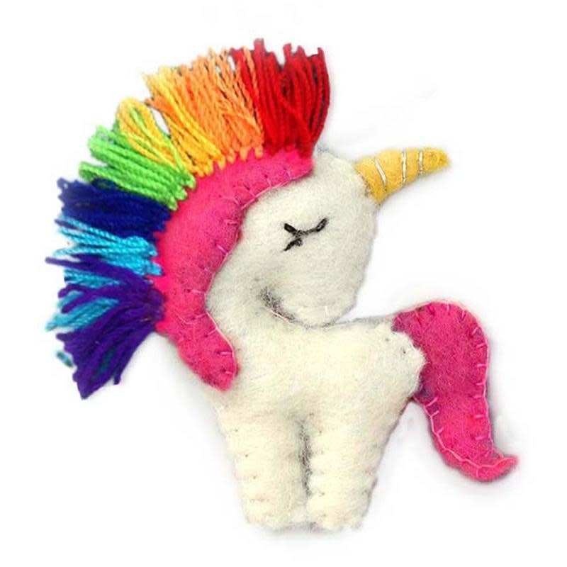 Felted Rainbow Unicorn Ornament