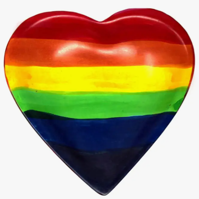 Rainbow Soapstone Heart Trinket Bowl