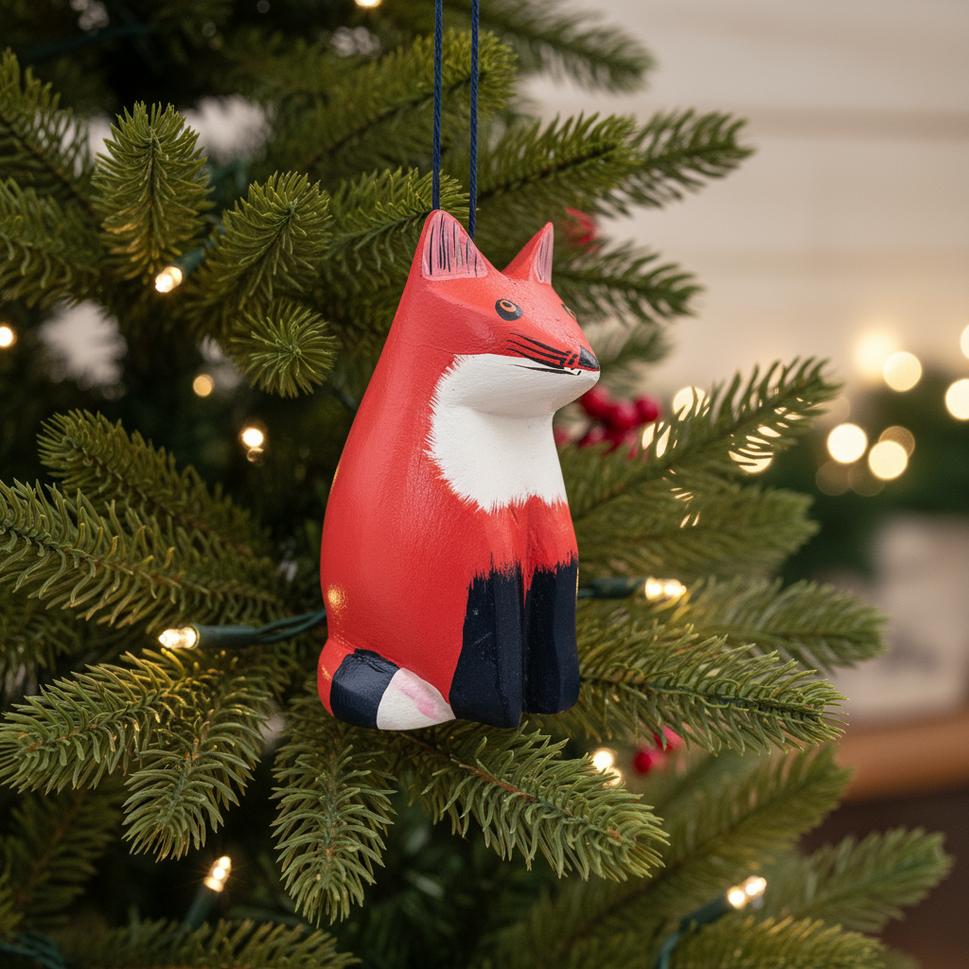 Red Fox Balsa Ornament