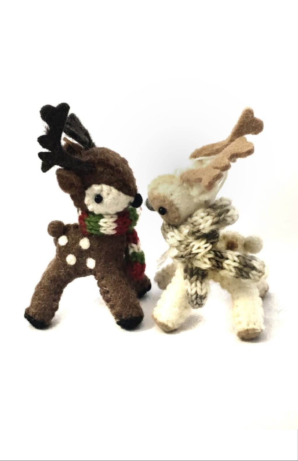 Baby Reindeer with Scarf Hand-Felted Tree Ornament