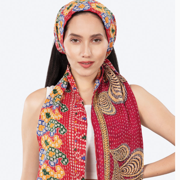 Reversible Kantha Head Scarf