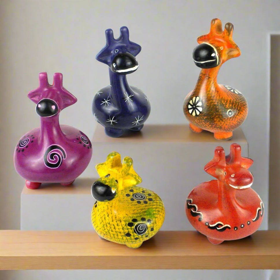 Hand-Carved Kisii Stone Pot Belly Giraffe (Mini)
