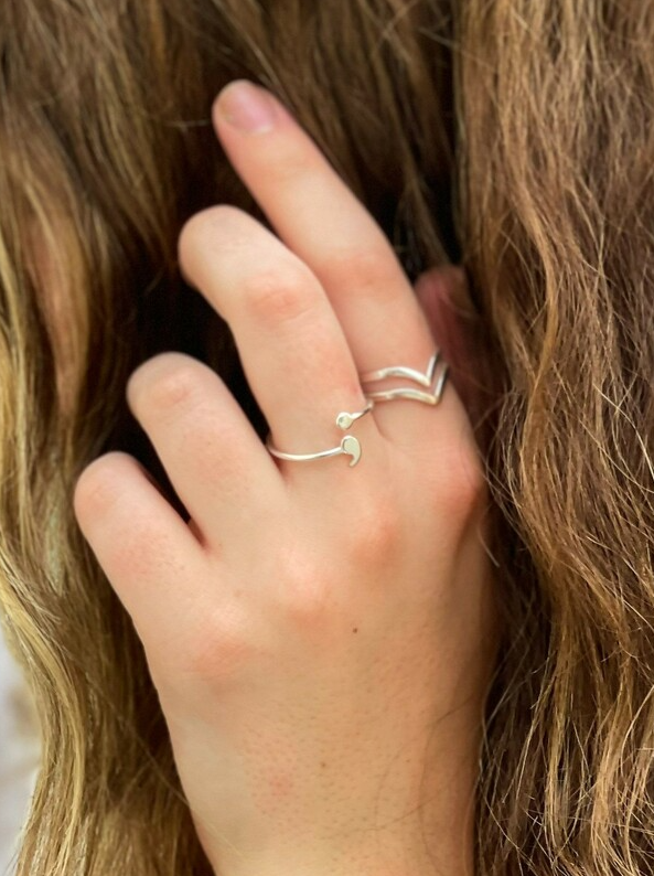 Semi-Colon Silver Ring Large