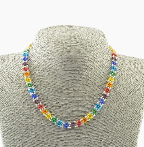 Rainbow Flower Necklace silver