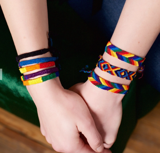 Wide Silk Rainbow Friendship Bracelet
