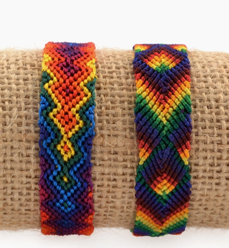 Wide Silk Rainbow Friendship Bracelet