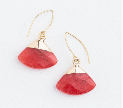 Fan Drop Earrings in Crimson