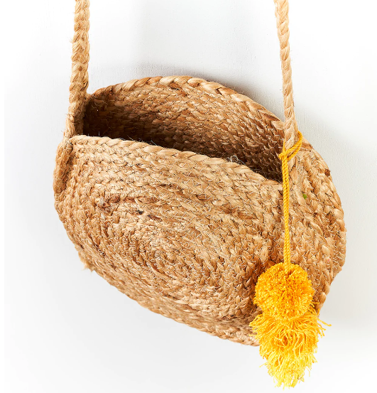Pom Pom Jute Crossbody Tassel