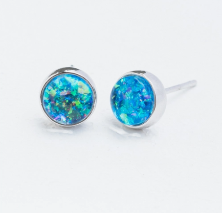 Lora Blue and Silver Studs