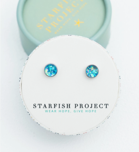 Lora Blue and Silver Studs