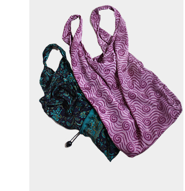 Recycled Silk Shopping Bag with Pouch (Assorted)