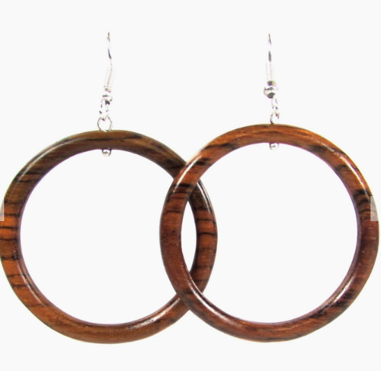 Wood Hoop Earrings 2.25"