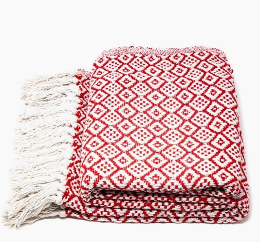 Recycled Cotton Throw w Tassels 50"x60"