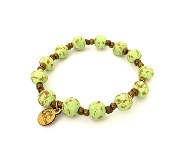 Antiqued Ceramic Bracelet - mint