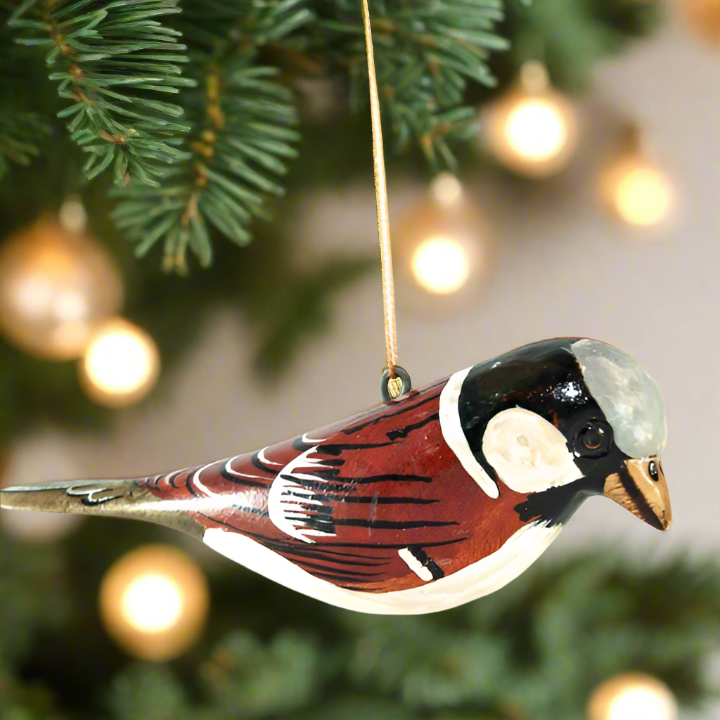 Sparrow Wood Bird Ornament