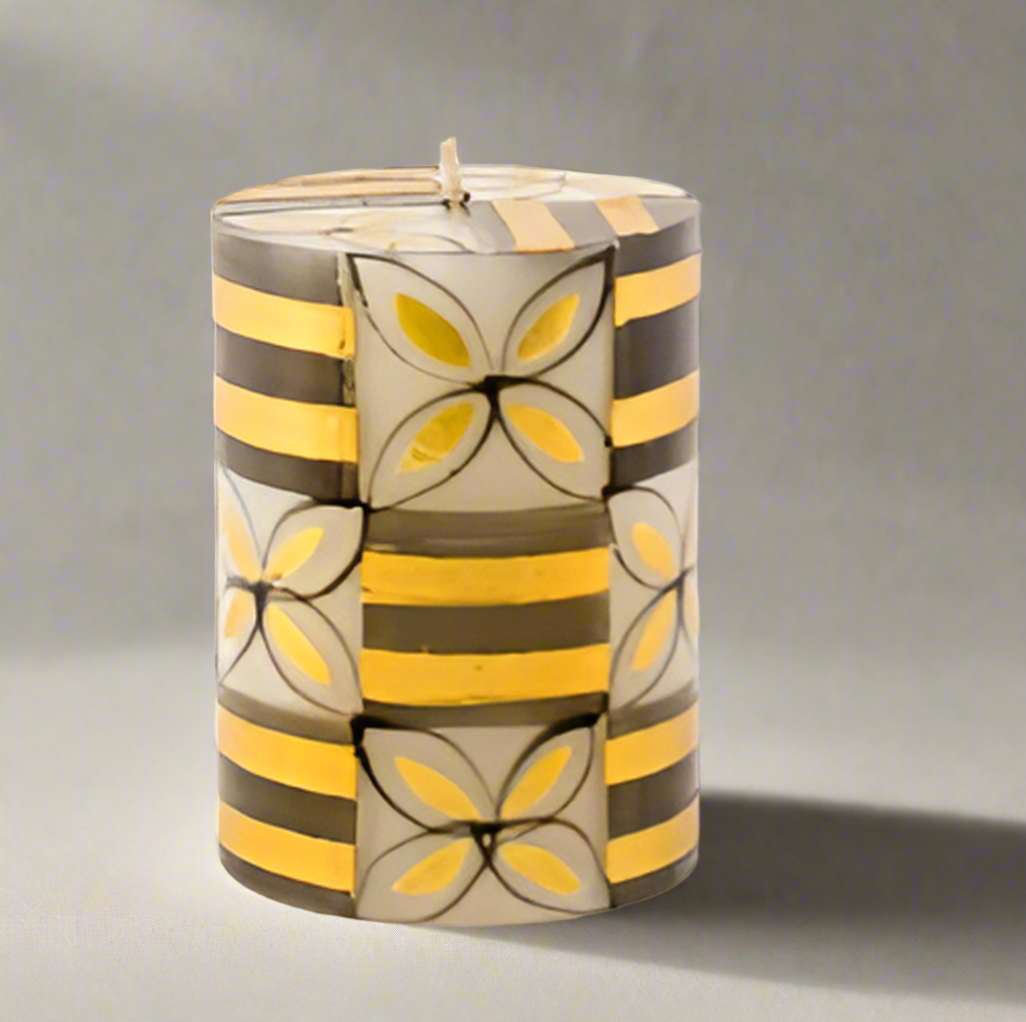 Celebration Handpainted Pillar Candle 3"x4"