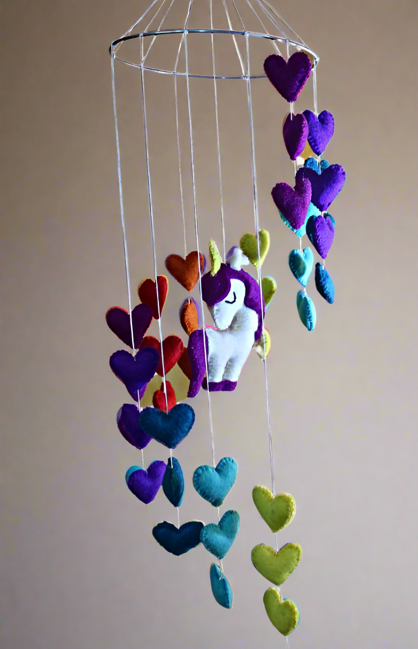 Felt Unicorn Heart Mobile