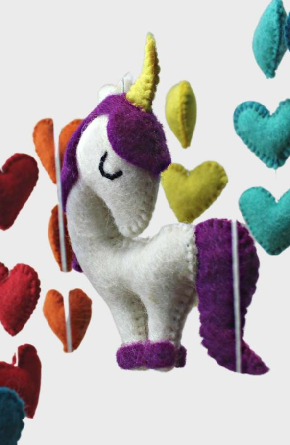 Felt Unicorn Heart Mobile