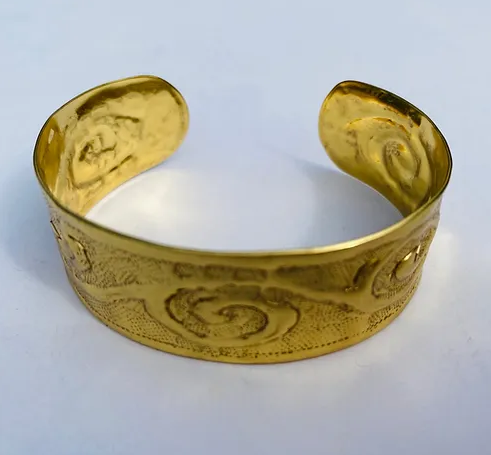 Khmer Style Round Bombshell Cuff Bracelet narrow