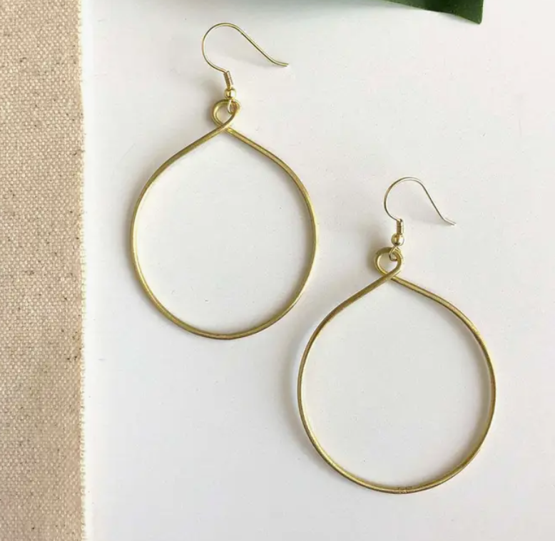 Twisting Hoops Earrings - Gold Colour