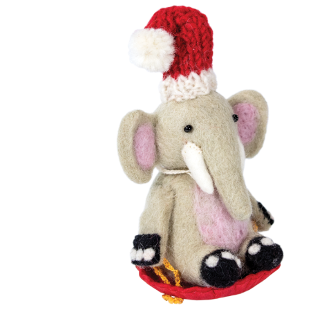 Sledding Elephant Ornament