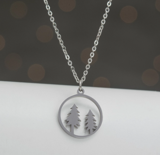 Evergreen Tree Necklace in Silver
