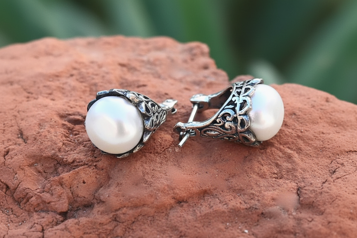 Kasih Pearl Sterling Silver Earrings