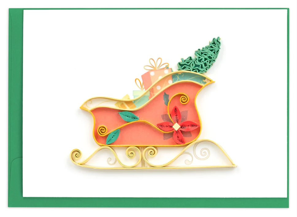 Christmas Sleigh Quilled Paper Gift Enclosure Card