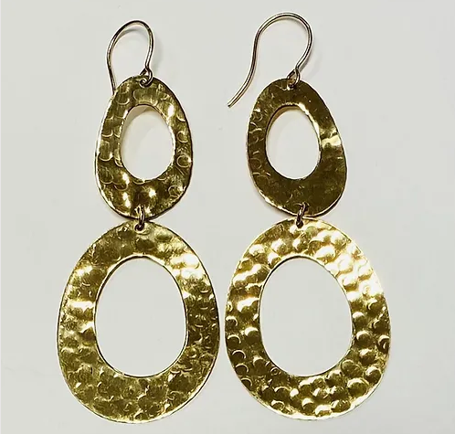 Hammered Double Oval Bombshell Earrings