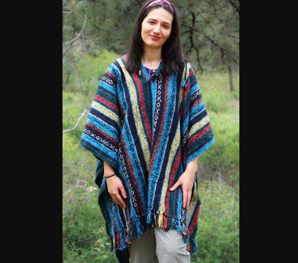 Gyari Hooded Poncho - assorted w front pocket