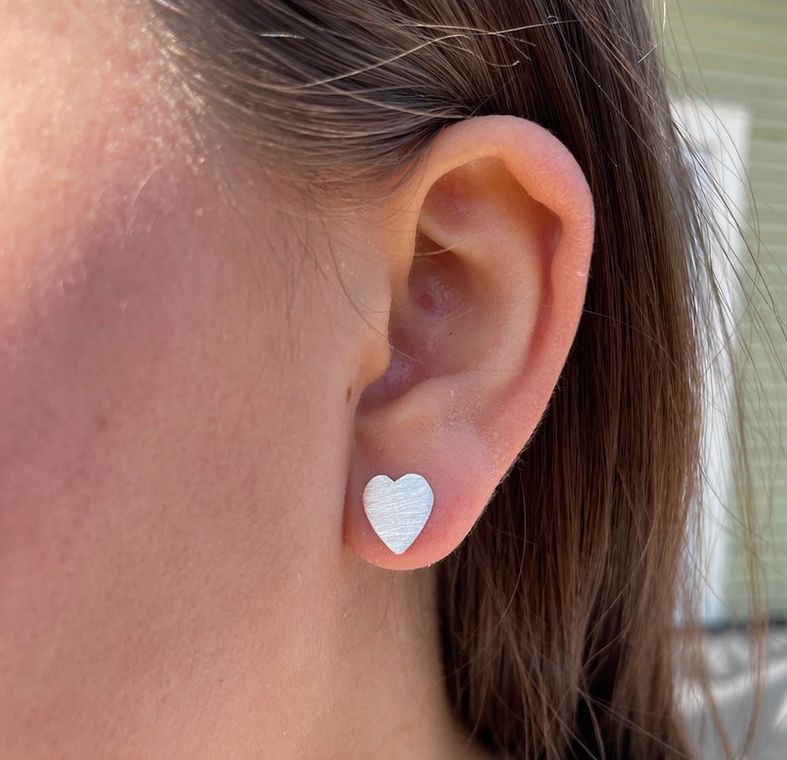 Full Heart Sterling Silver Post Earrings