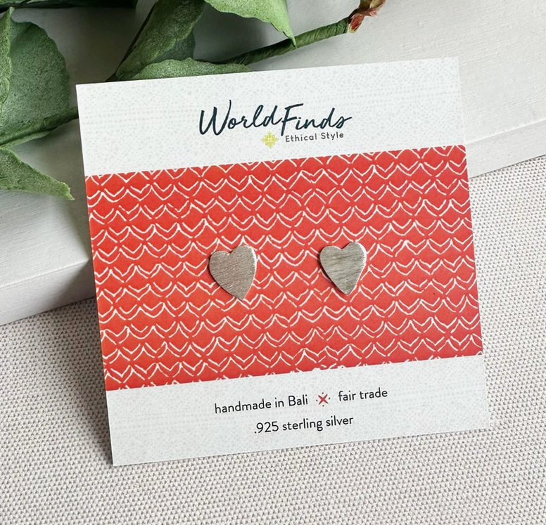 Full Heart Sterling Silver Post Earrings