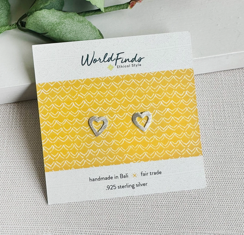 Open Heart Sterling Silver Post Earrings