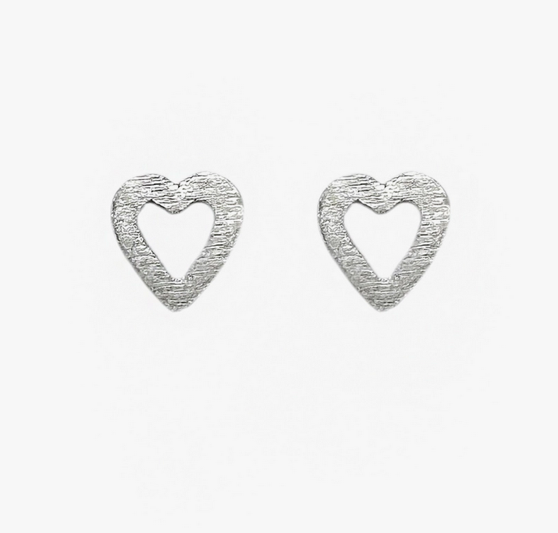 Open Heart Sterling Silver Post Earrings