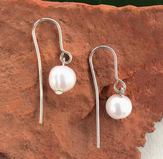 Simplicity Pearl Silver Earrings