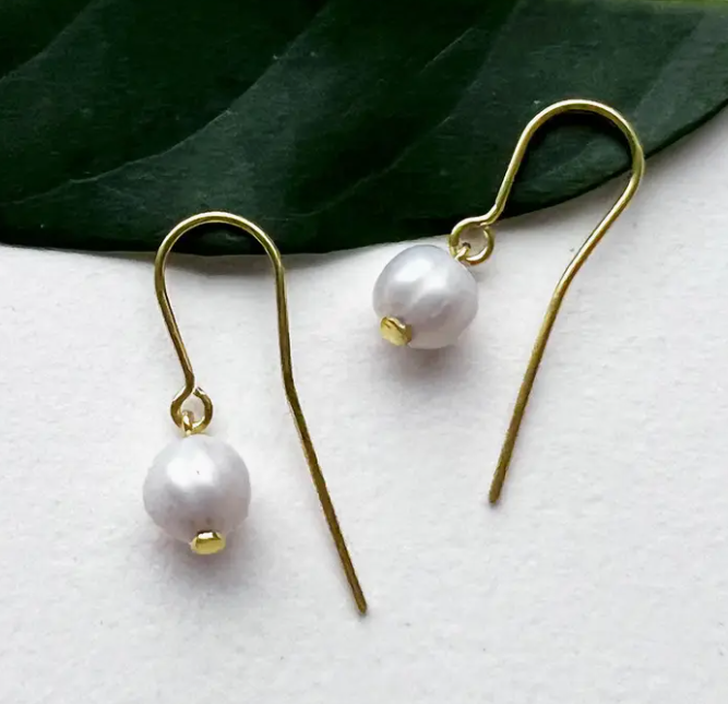 Simplicity Pearl Brass Earrings