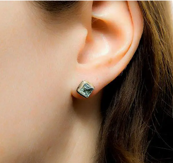 Blue Topaz Biri Studs Sterling Silver Earrings