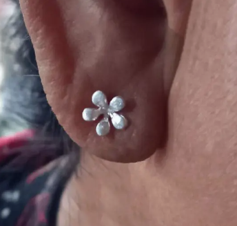 Tiny Daisy Studs Sterling Silver Earrings